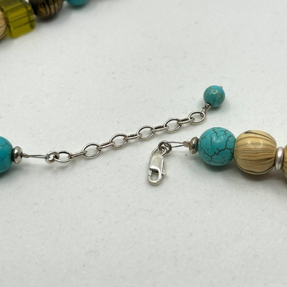 NWT Handmade Chunky Wood and Semi-Precious Necklace and Earrings SET - Picture 9 of 13